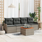 Garden lounge set with cushion 5 pcs Grey poly rattan