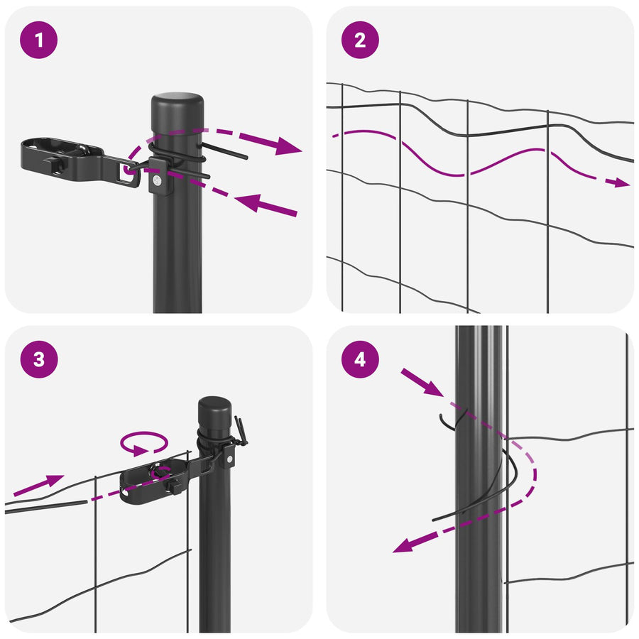 Gelast Draadhek Met 7 Palen Grijs 1.5X10 M Staal Gegalvaniseerd Staal