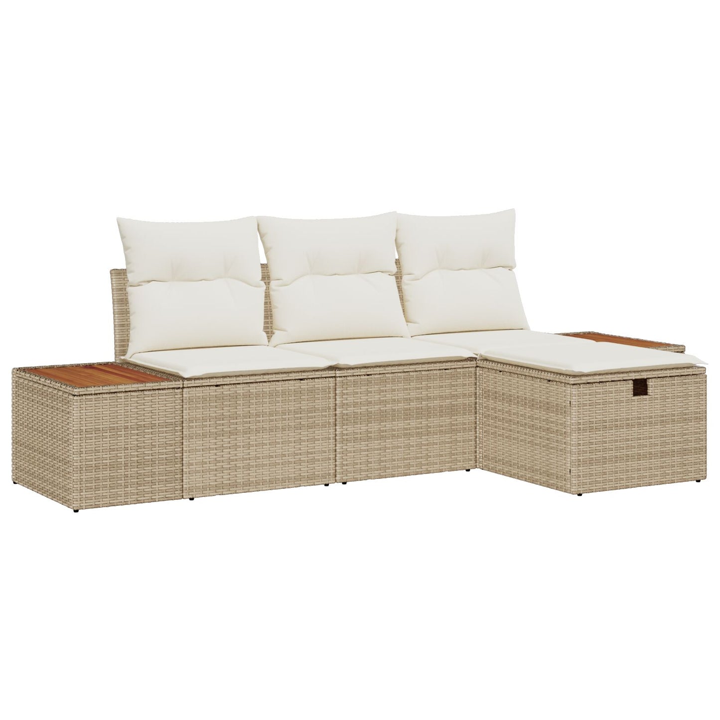 4 Delige Tuin Sofa Set Met Kussens Beige Poly Rattan