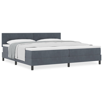 Boxspringbed Met Matras Donkergrijs 200X200 Cm Velvet Blauw