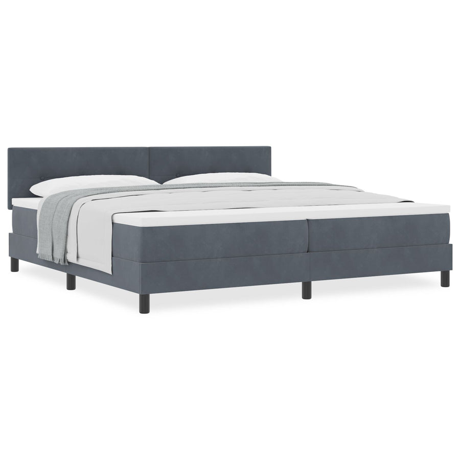 Boxspringbed Met Matras Donkergrijs 200X200 Cm Velvet Blauw