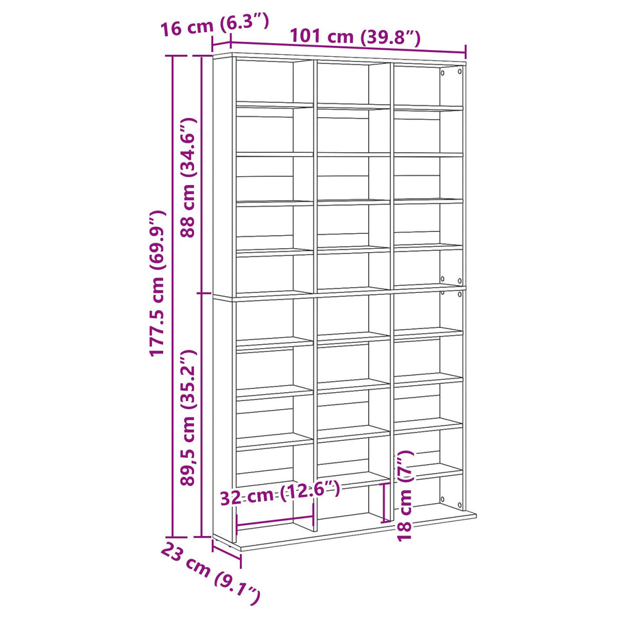 Cd Kast - Oud Hout - 101X23X177,5 Cm - Engineered Hout