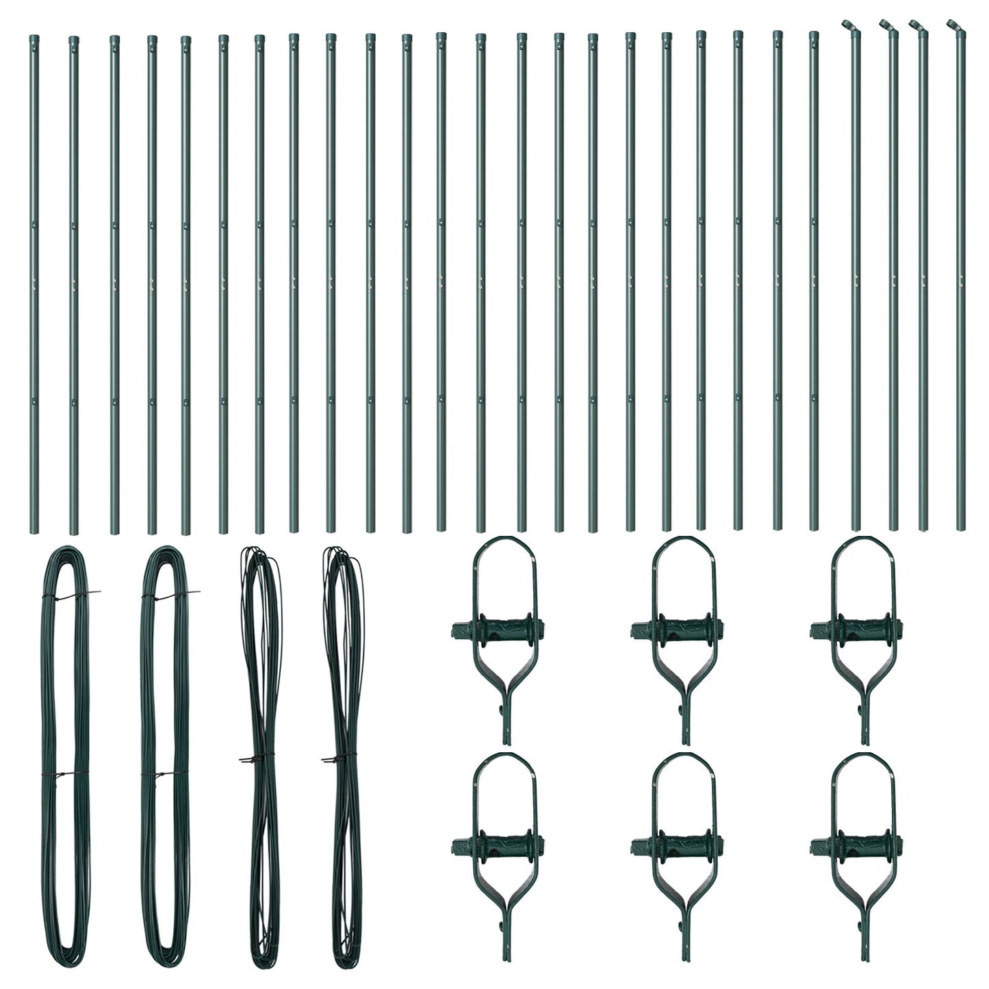 Hekpalen 26 Stuks Ø32 Mm Gegalvaniseerd Staal Groen 190 cm 26x paal