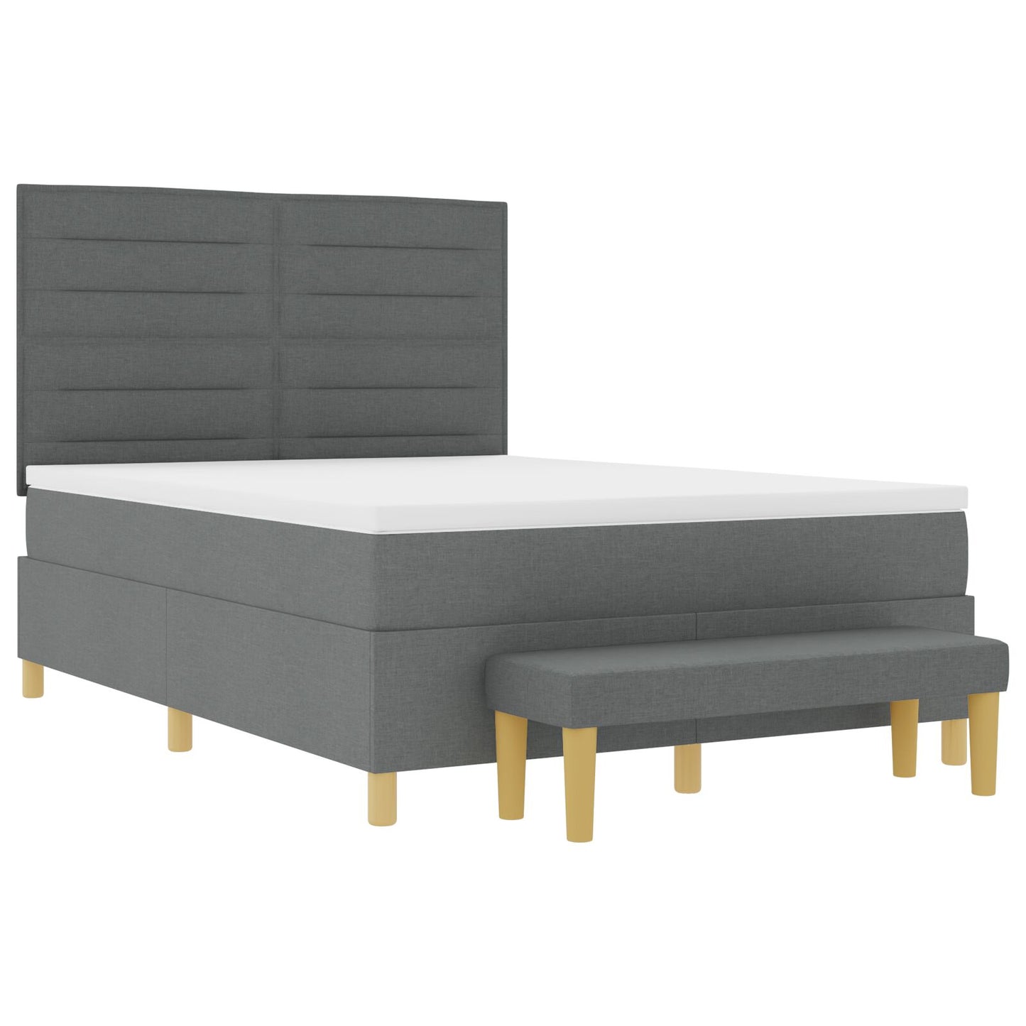 Boxspring Bed Met Matras & Bank Stof Donker Grijs 140 x 200 cm Lijnen ontwerp