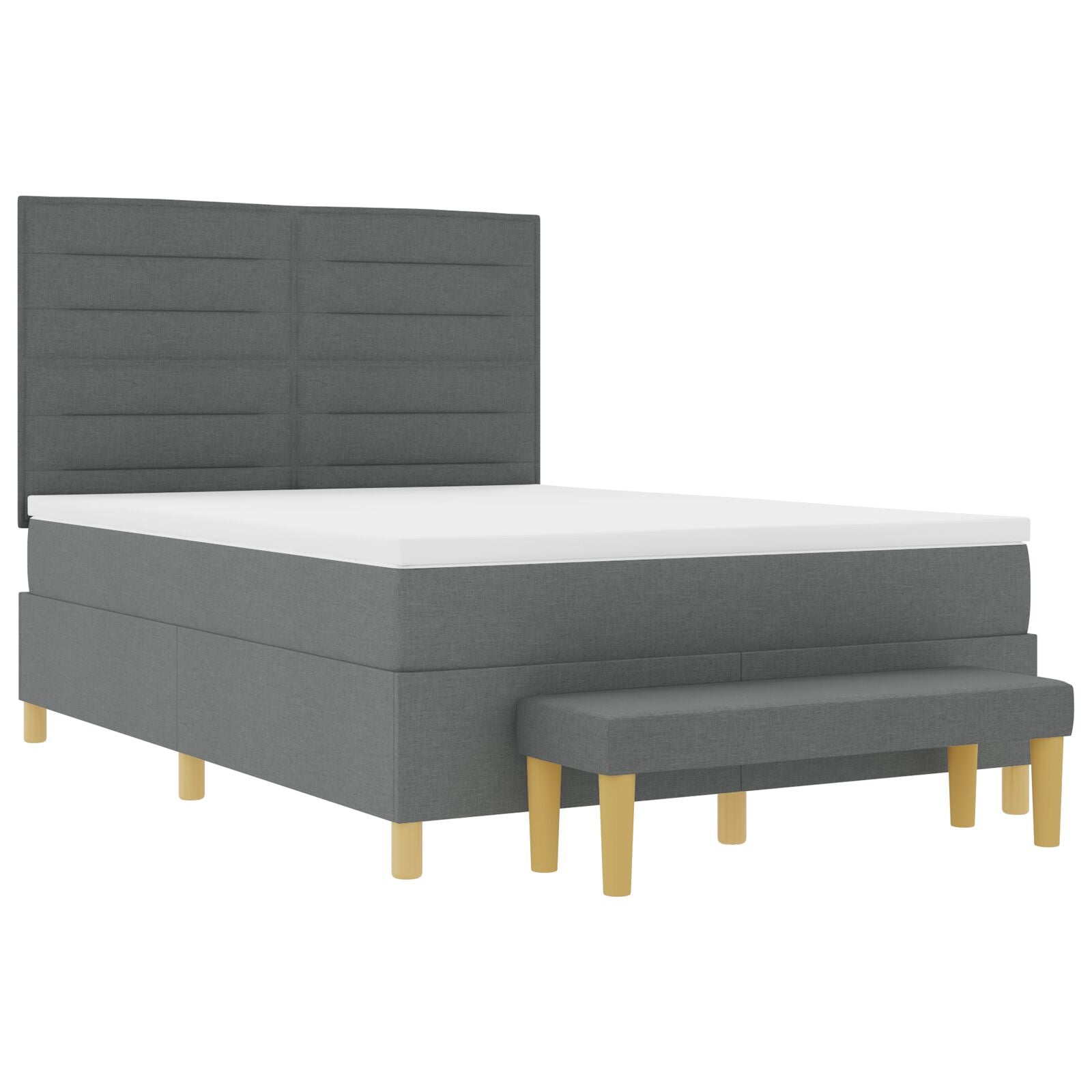 Boxspring Bed Met Matras & Bank Stof Donker Grijs 140 x 200 cm Lijnen ontwerp