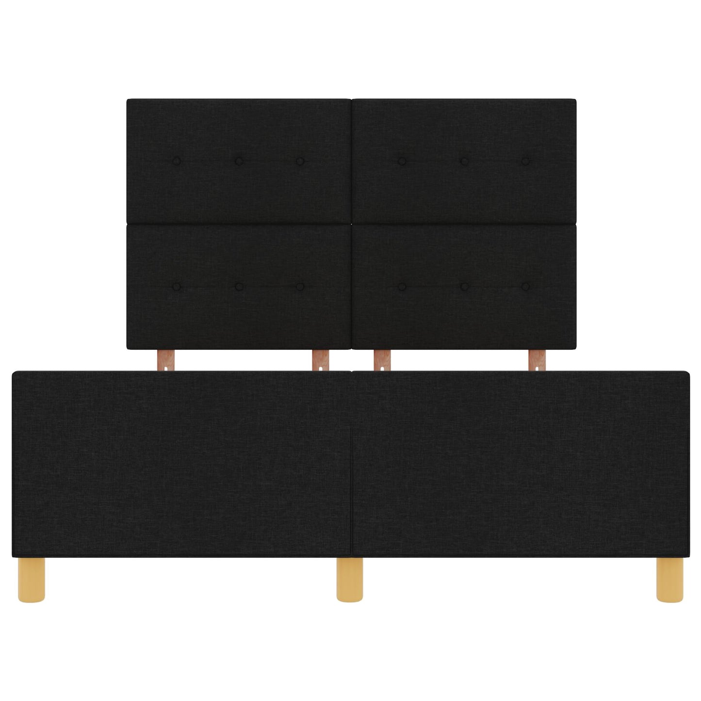 Bed Frame Zwart 140X190 Cm Stof Crème