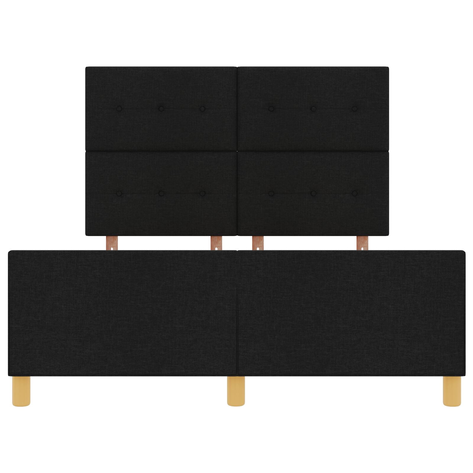 Bed Frame Zwart 140X190 Cm Stof Crème