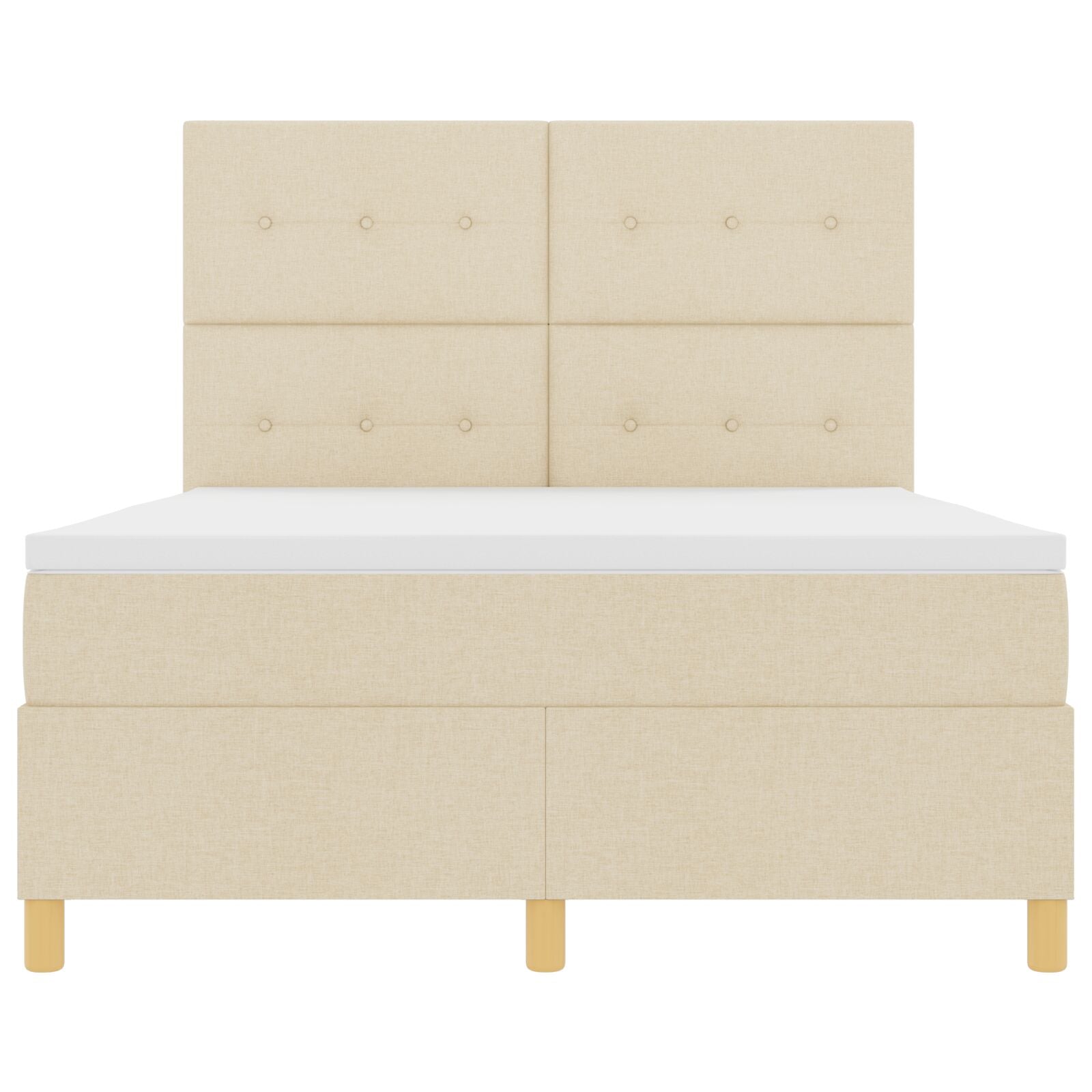 Boxspring Bed Met Matras Crème 160X200 Cm Stof Blauw