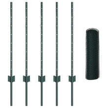 Hekpalen 5 St U-Channel Groen 80 Cm Staal,  Zeshoekig Hek Groen 0.8X10 M Staal