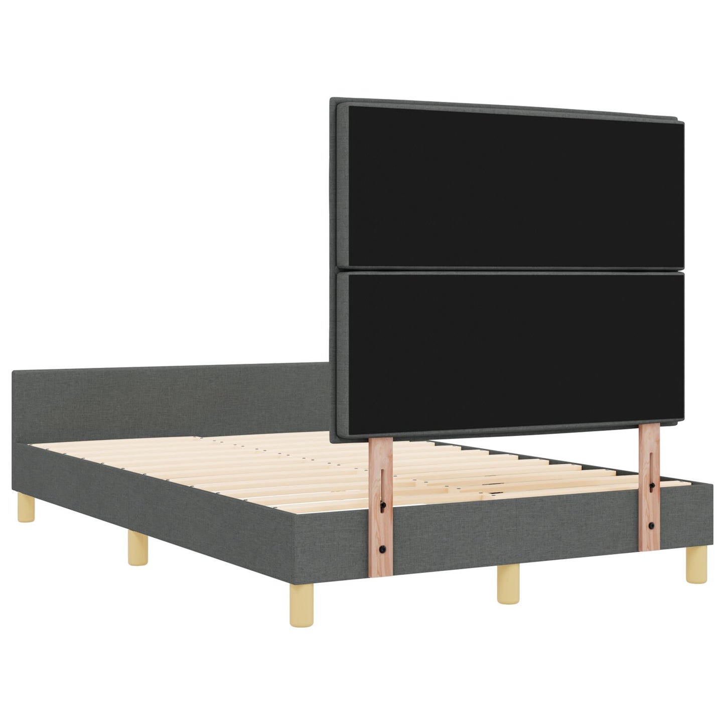 Donkergrijs Stoffen Bedframe 140X200 Cm Crème