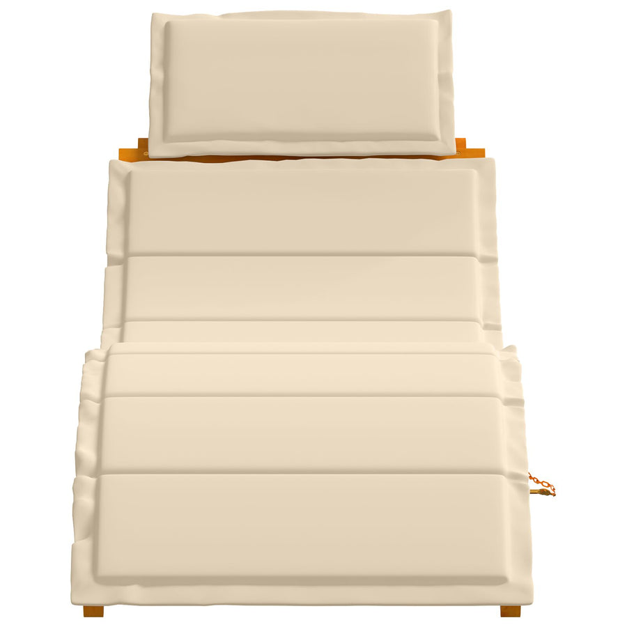 Zonnenbedden Met Kussens 2 Stuks Massief Acaciahout Beige