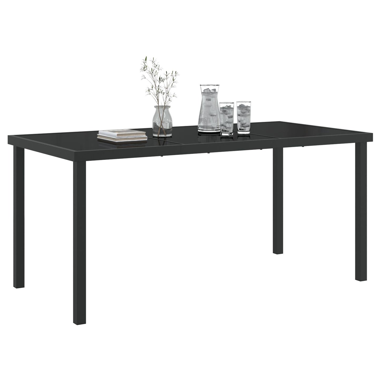 Tuin Tafel Zwart Geharde Glas 160 x 80 x 73 cm