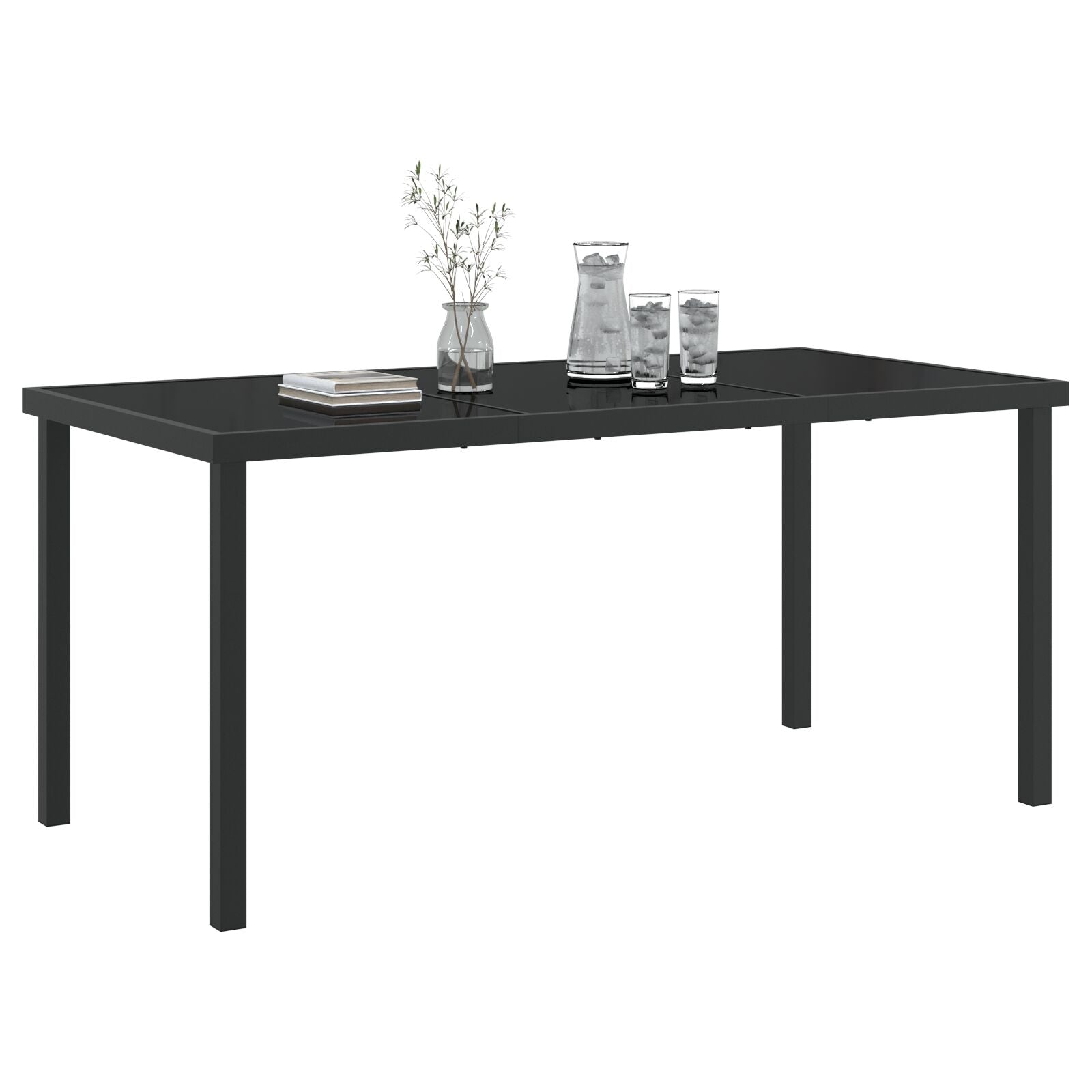 Tuin Tafel Zwart Geharde Glas 160 x 80 x 73 cm