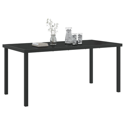 Tuin Tafel Zwart Geharde Glas 160 x 80 x 73 cm