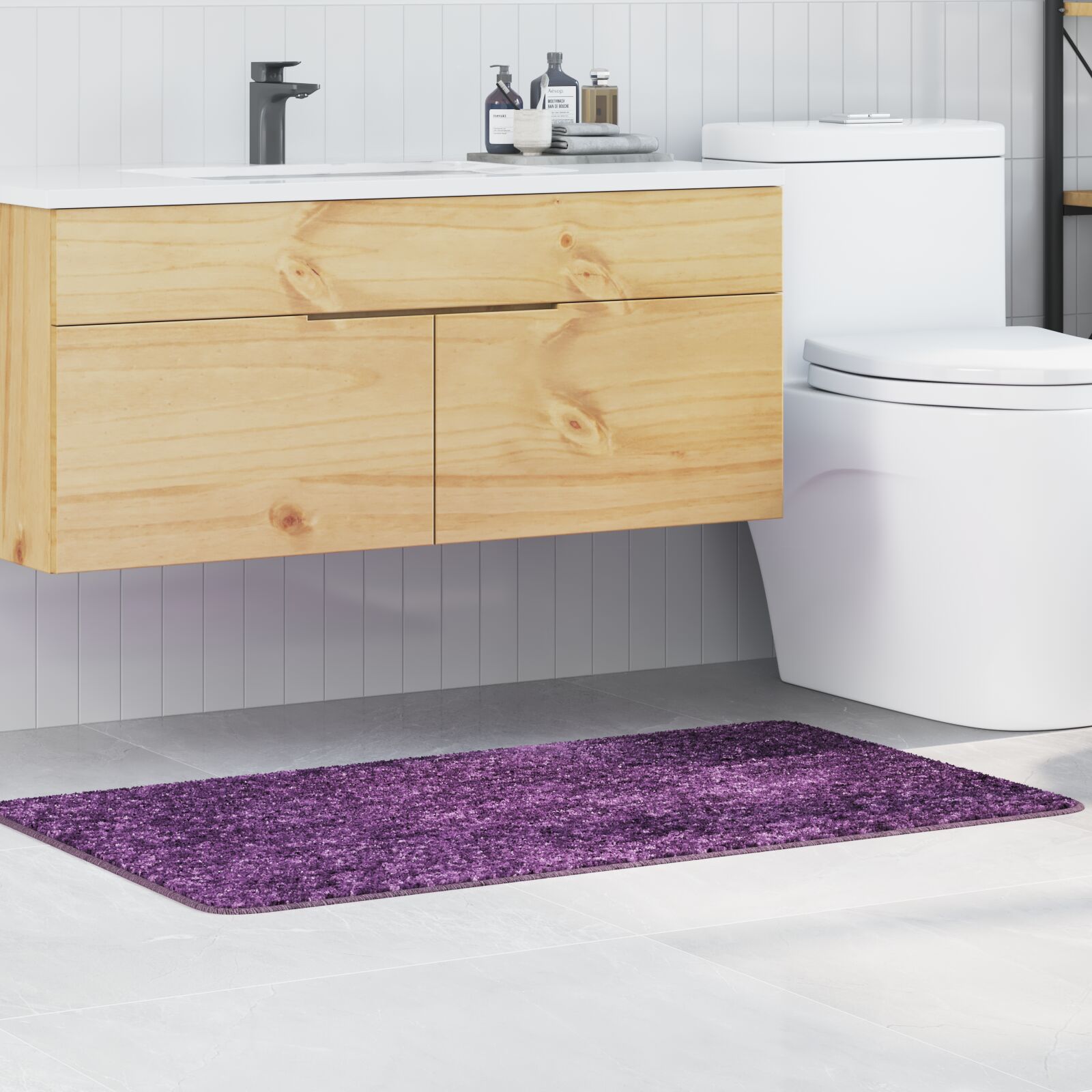 Badmat Rechthoekig Blauw Polypropyleen Antislip Paars 70 x 120 cm