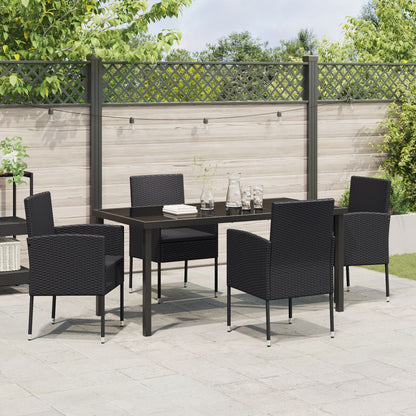 5-Delige Tuinset Met Kussens Zwarte Poly Rattan