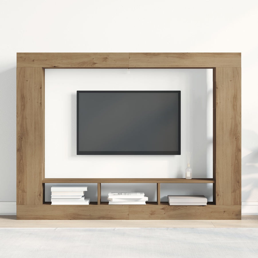 Tv-Kast Aan De Muur Artisan Eiken 152X22X113 Cm Ambachtelijk Eiken