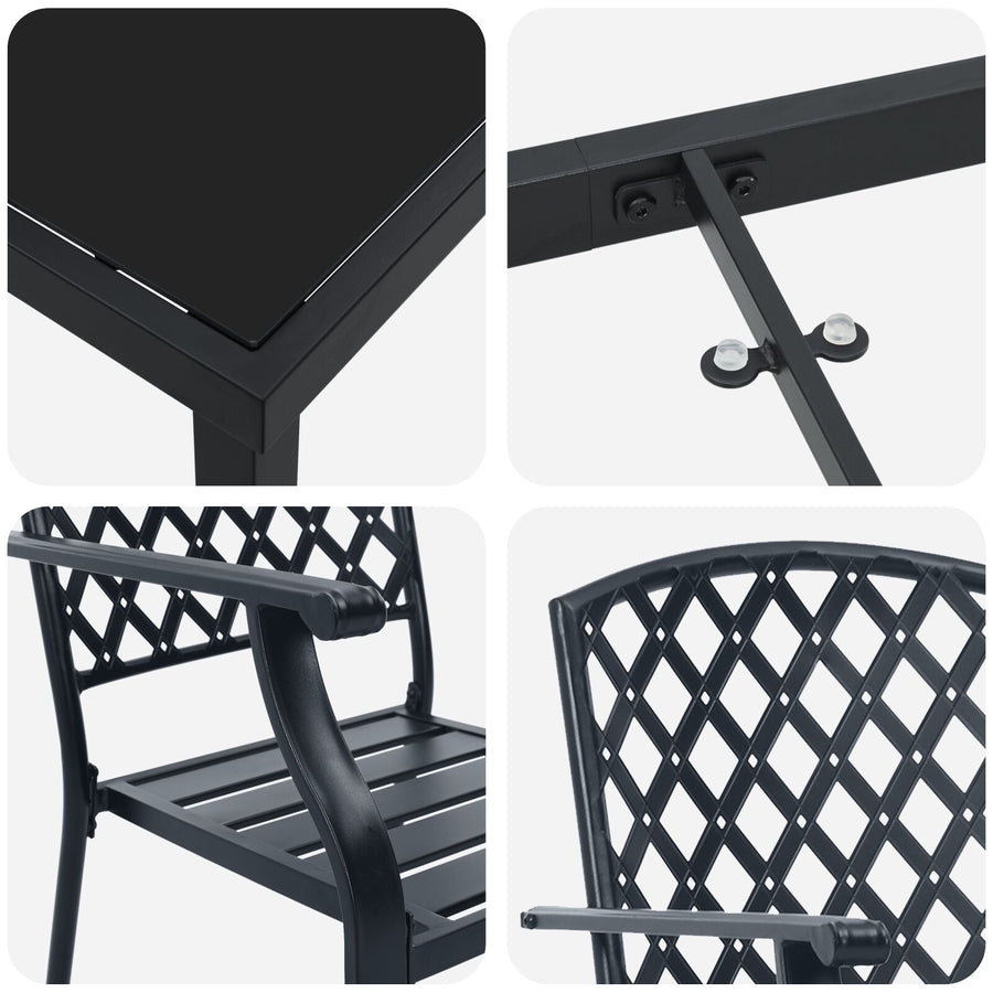 5 Delige Tuin Eetset Anthraciet Staal