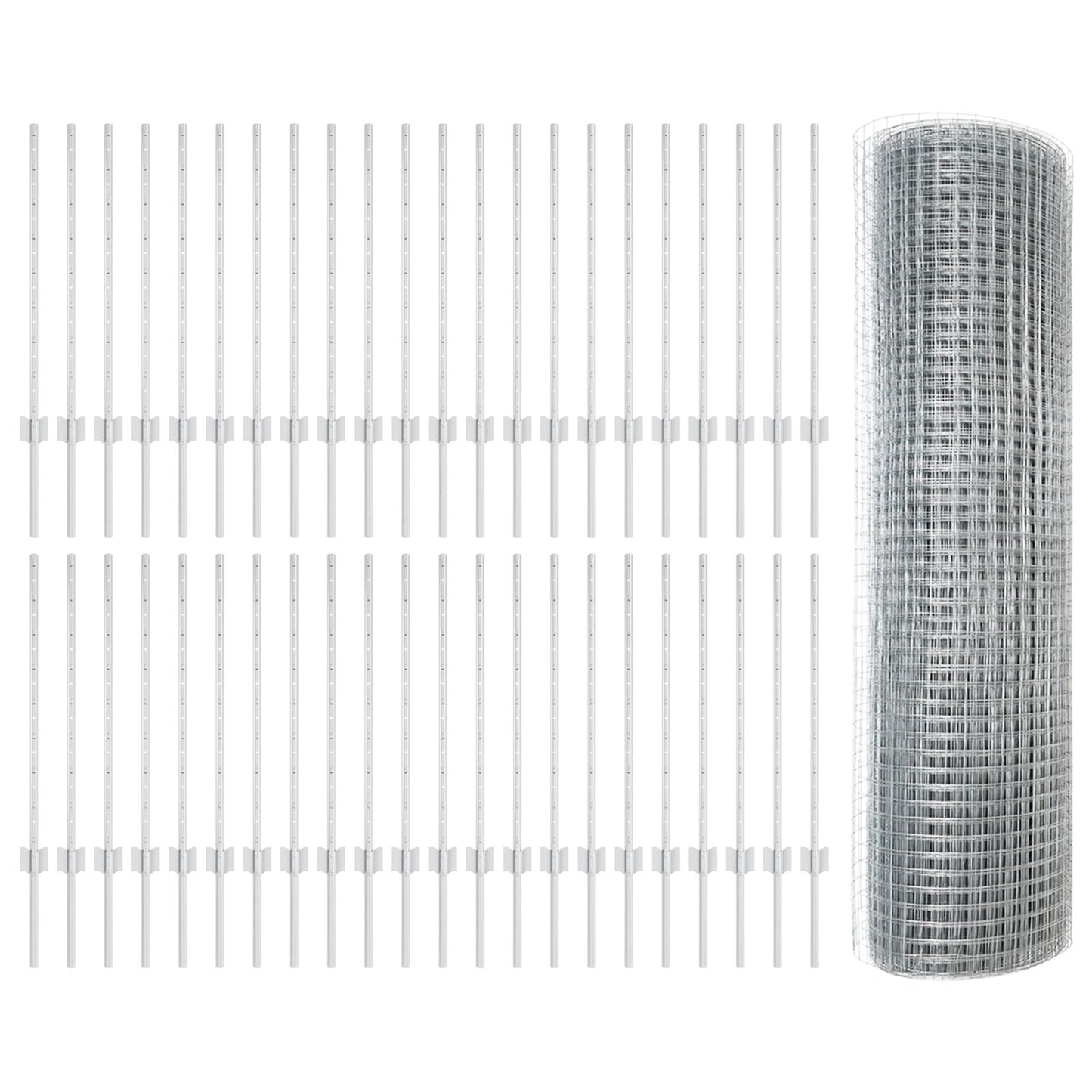 Gelaste Draadhek Met 44 U-Palen Zilver 0.8X100 M Staal