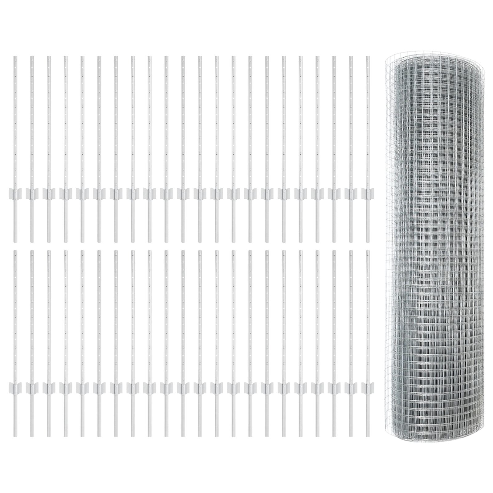 Gelaste Draadhek Met 44 U-Palen Zilver 0.8X100 M Staal