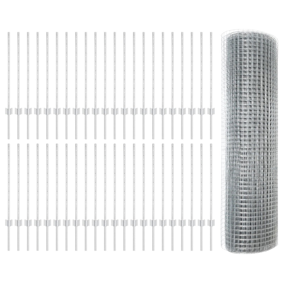 Gelaste Draadhek Met 44 U-Palen Zilver 0.8X100 M Staal