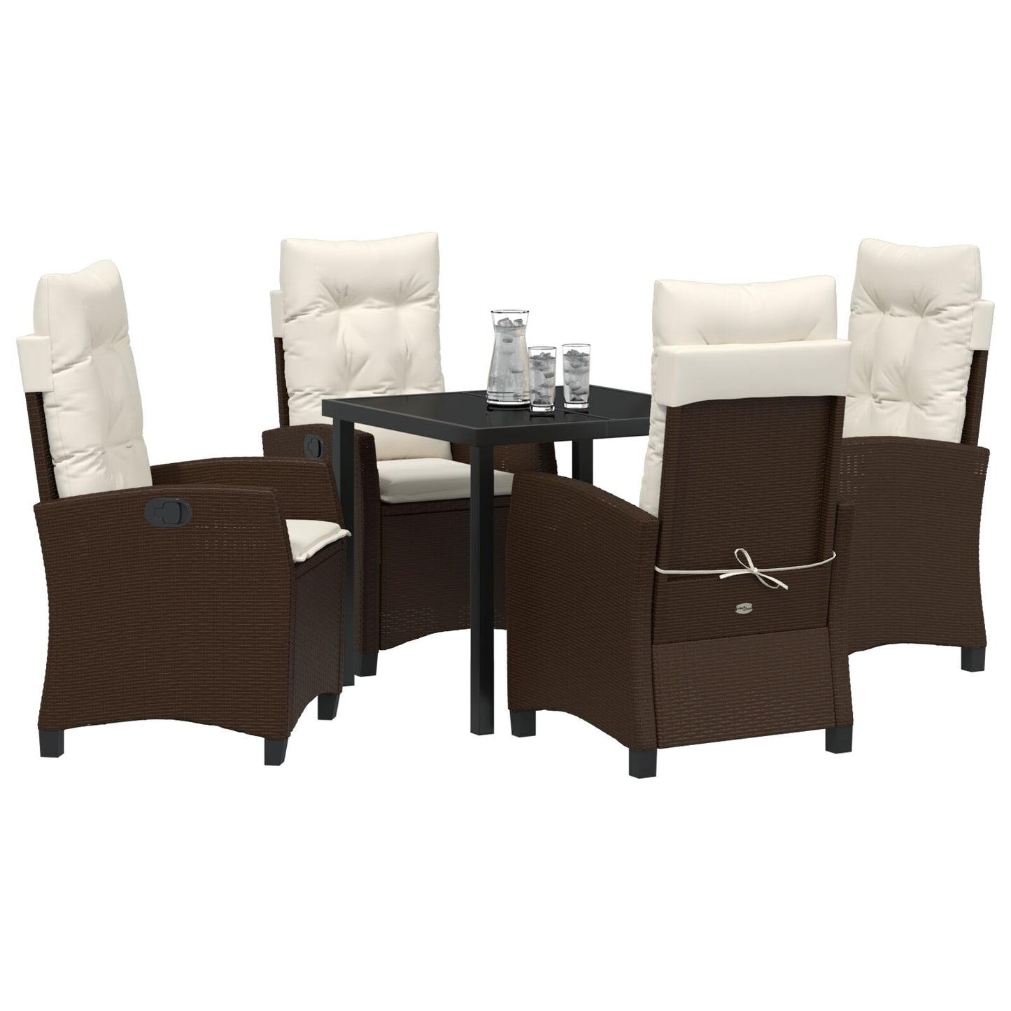 5-Delige Tuin Eettafel Set Met Kussens Bruin Poly Rattan