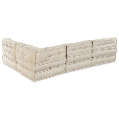 Modulaire Poefs 4 Stuks Stof Crème 70 x 70 x 54 cm 3x midden + hoek