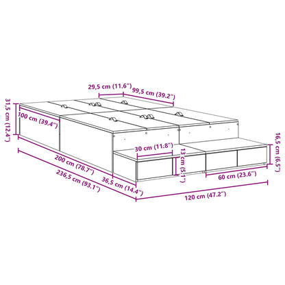 Opbergbedframe Zwart Eiken 120X200 Cm Artisanaal Eiken