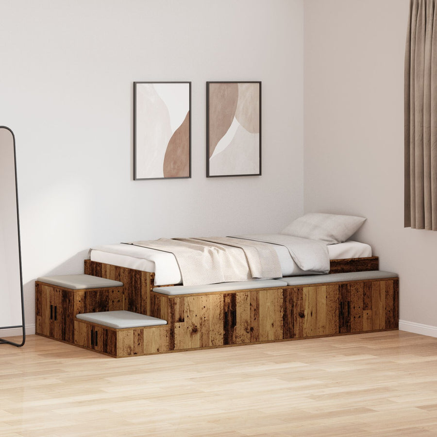 Opslagbed Oud Hout Massief Hout En Fineer 75 X 190 Cm Opslag Artisanaal Eiken