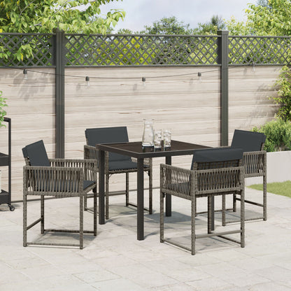 5-Delige Tuinset Met Kussens Grijs Poly Riet