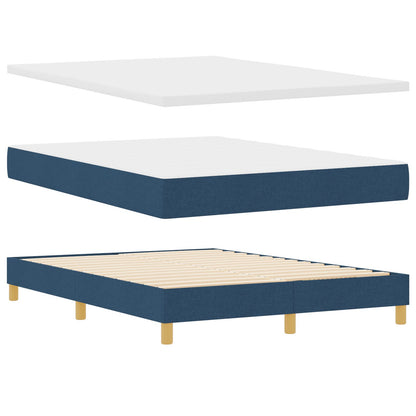 Boxspringbed Met Matras Stof Blauw 140 x 200 cm Lijnen ontwerp