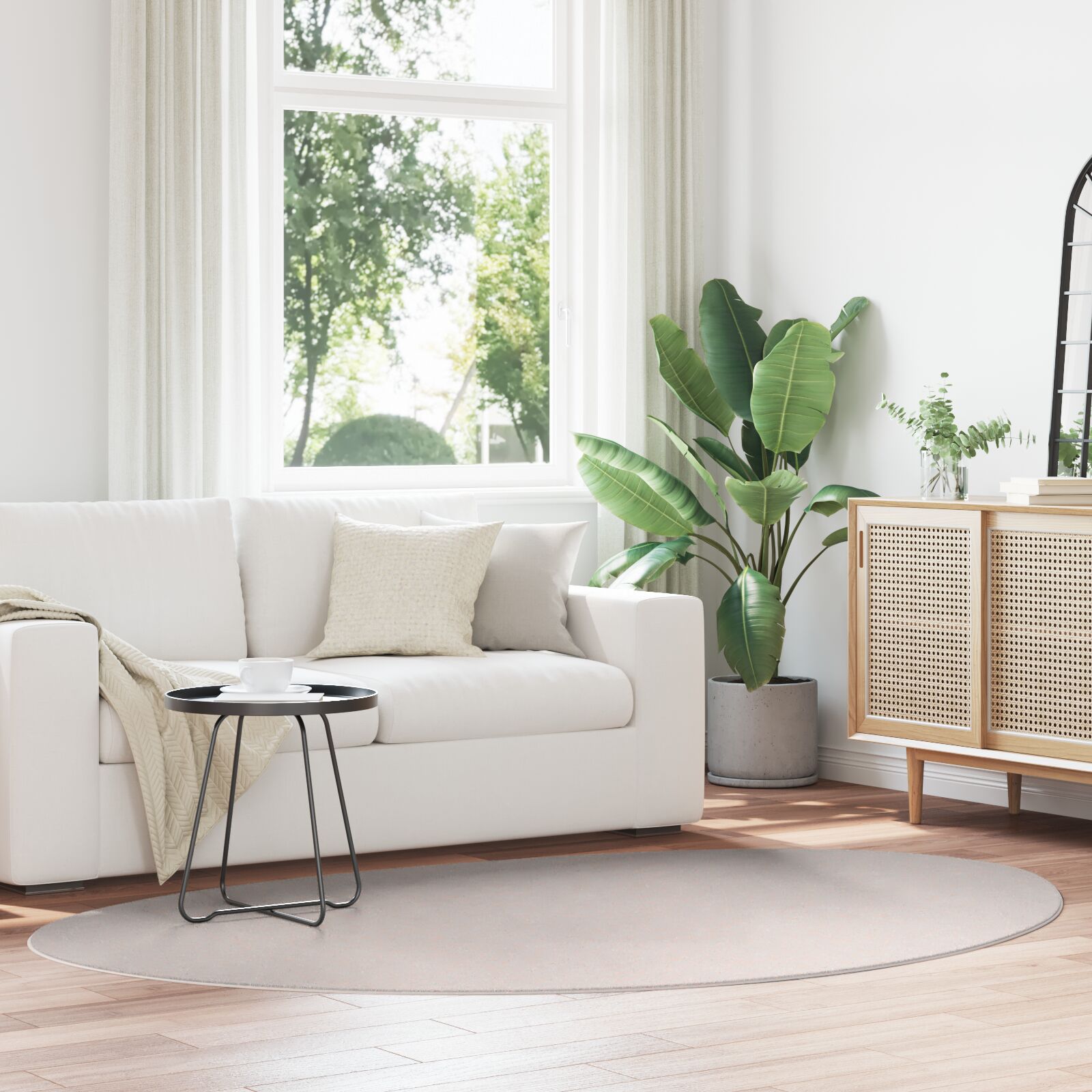 Tapijten 100% Polyester Sand 160 x 230 cm Ovaal-Asymmetrisch