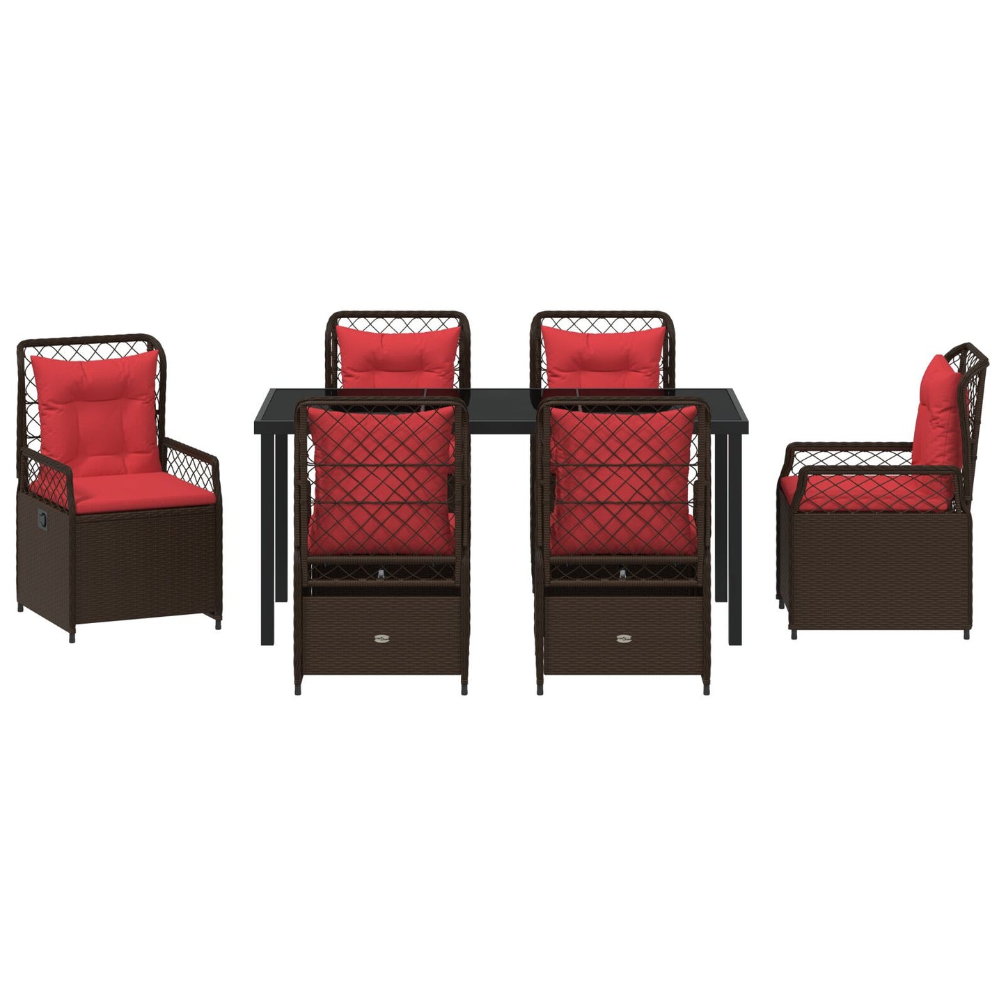7-Delige Tuin Eetset Bruin Poly Rattan