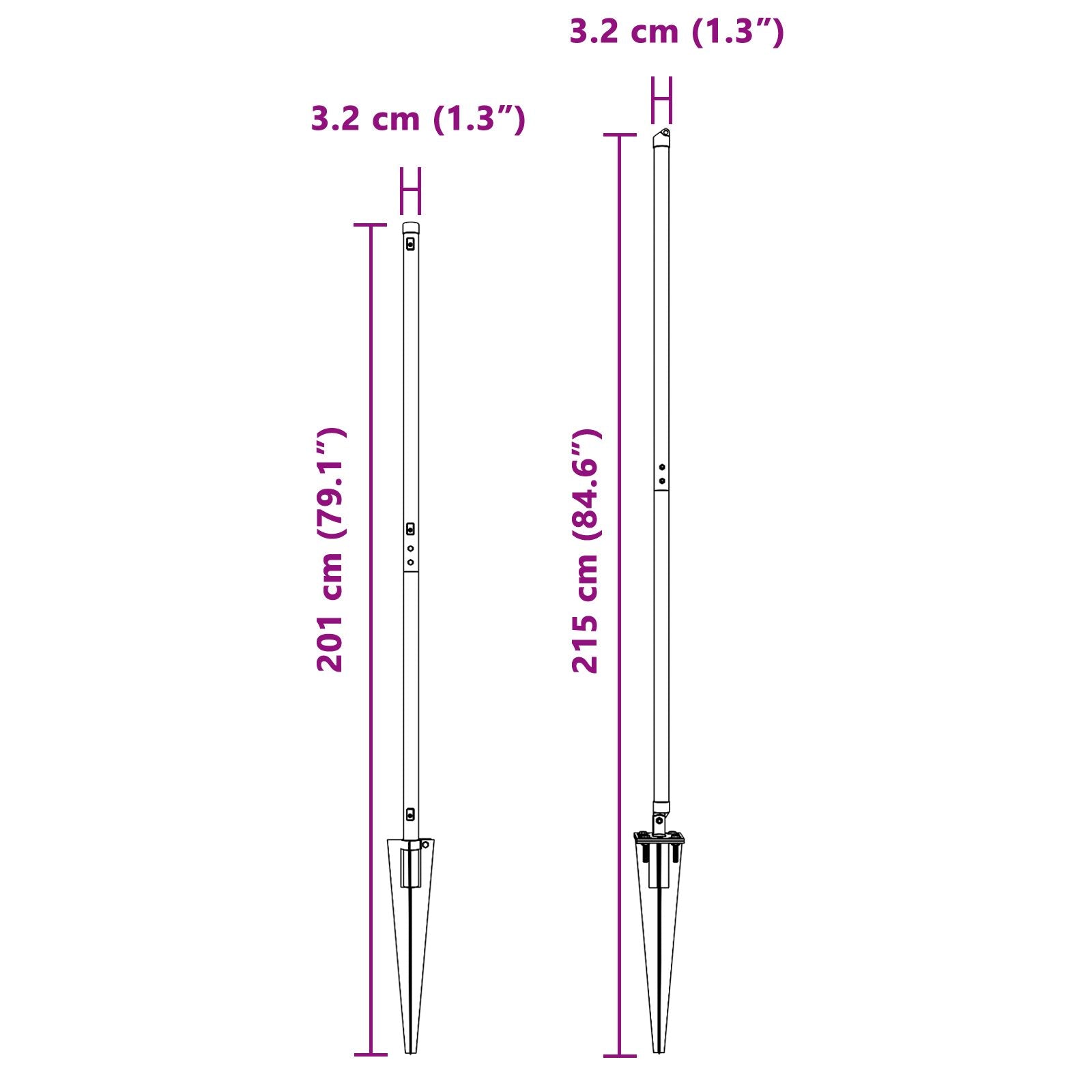 Hekpalen Met Spijker 26 Stuks Ø32 Mm Gegalvaniseerd Staal Grijs 170 cm 26x puntige paal