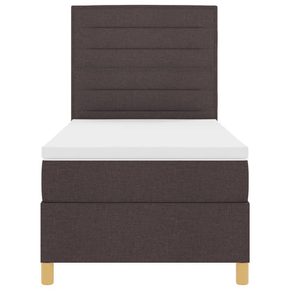 Boxspringbed Met Matras Donkerbruin 90X200 Cm Stof Blauw