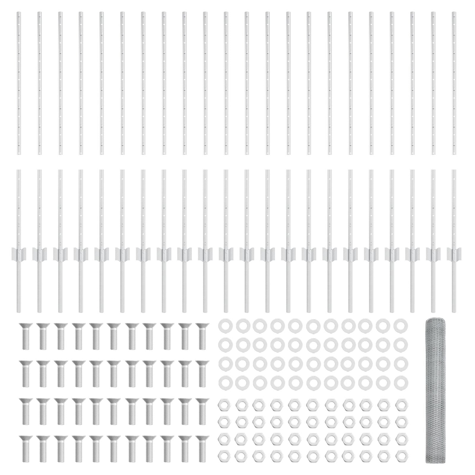 Hekpalen 22 St U-Channel 100 Cm Gegalvaniseerd Staal,  Hexagon Hek 1X50 M Gegalvaniseerd Staal