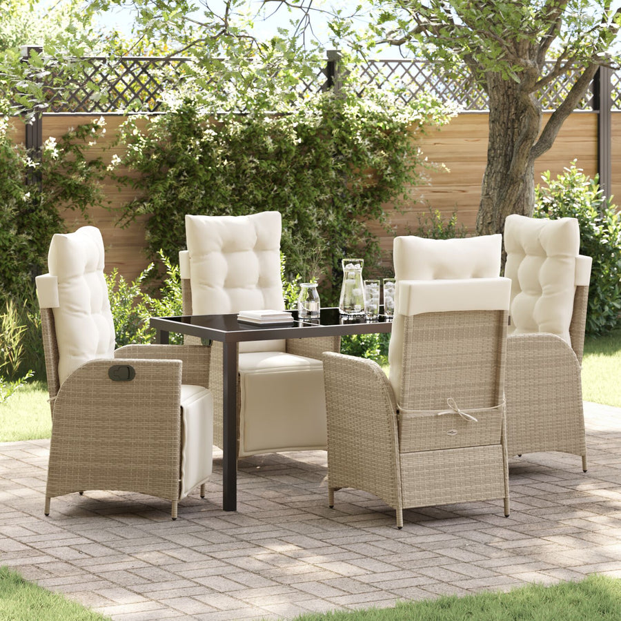 5 Delige Tuin Eetset Beige Poly Rattan