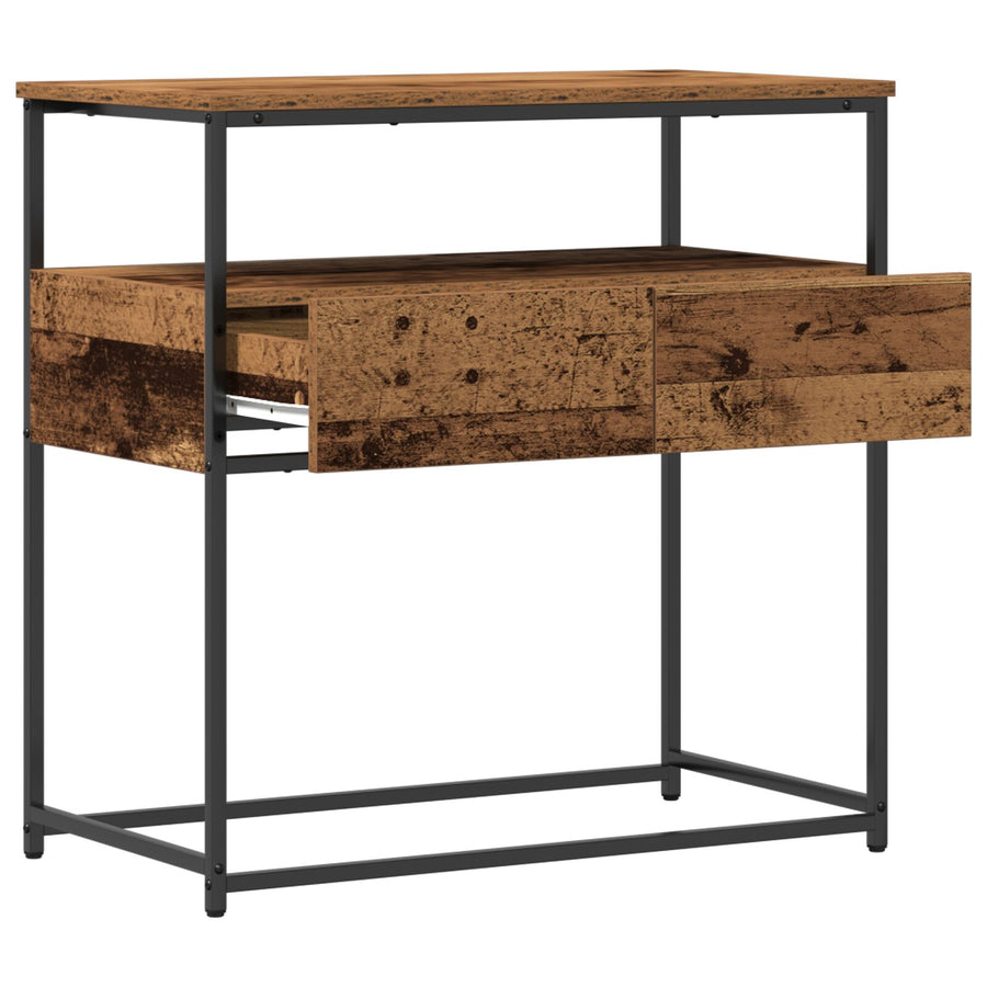 Console Tafel Oude Hout Engineered Hout En Staal Afsleten Hout 75 x 40 x 75 cm