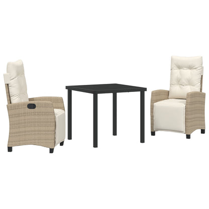 Set Van 2 Beige Pe Rattan 2-Zit Verstelbare Voetensteunen