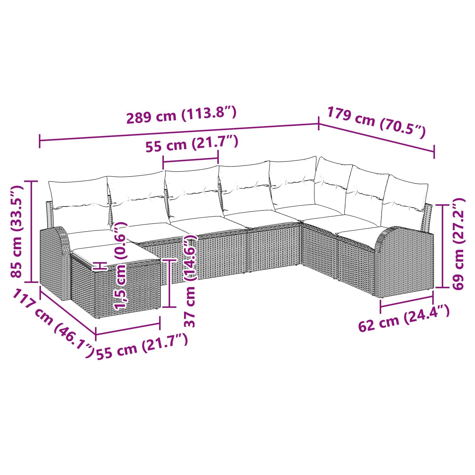 8-Delige Tuinsalonset Met Kussens Zwart Poly Rattan