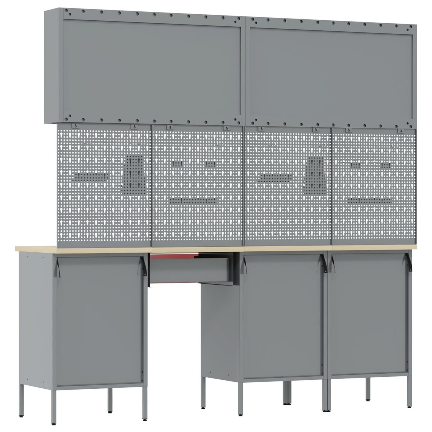 10-Delige Werkbank Set Rood Staal