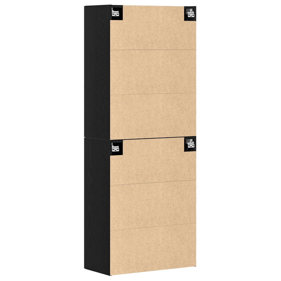 Kasten 2 Stuks Zwart Eiken 69,5X34X180 Cm Geïnvesteerd Hout