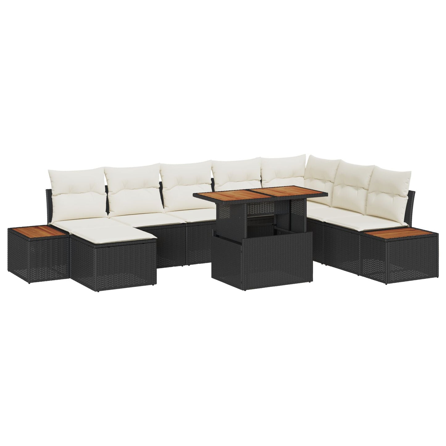 Tuinbankset Set Van 9 Crème Rattan Tuin Hoekbank Rechthoekig