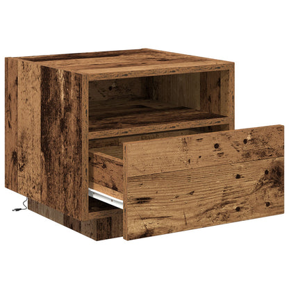 Nachtkastjes Met Led-Lampen 2 Stuks Oude Hout 40X39X37 Cm Oud hout