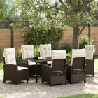 Garden dining set with cushion 7 pcs Brown poly rattan