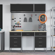 Werkbank set 8 stuks zwart MDF metaal met slot