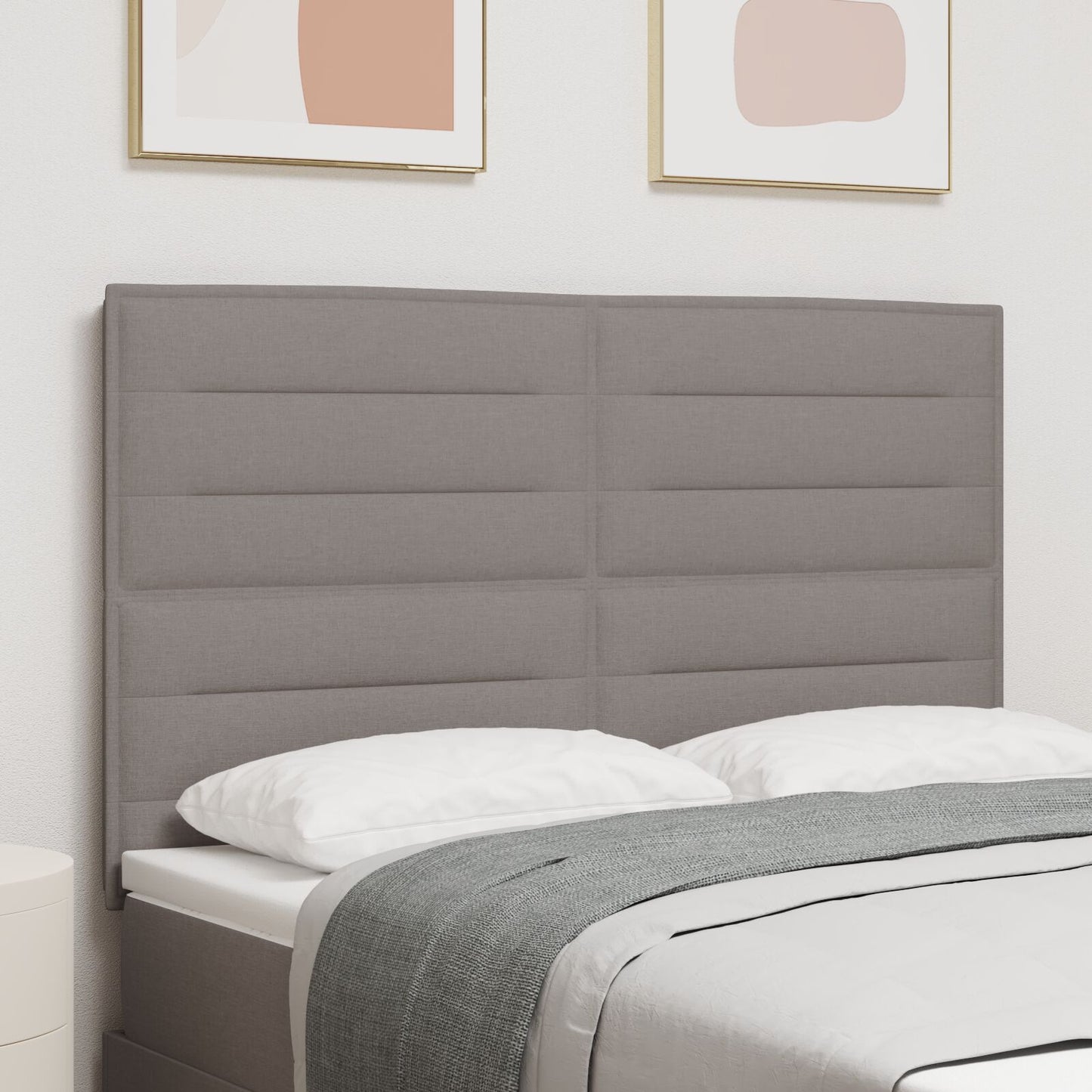 Hoofdbord Lijnen Ontwerp Stof Taupe 140 cm Hoog hoofdbord