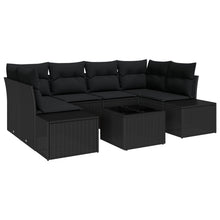 7-Delige Tuin Sofa Set Met Kussens Zwart Poly Rattan