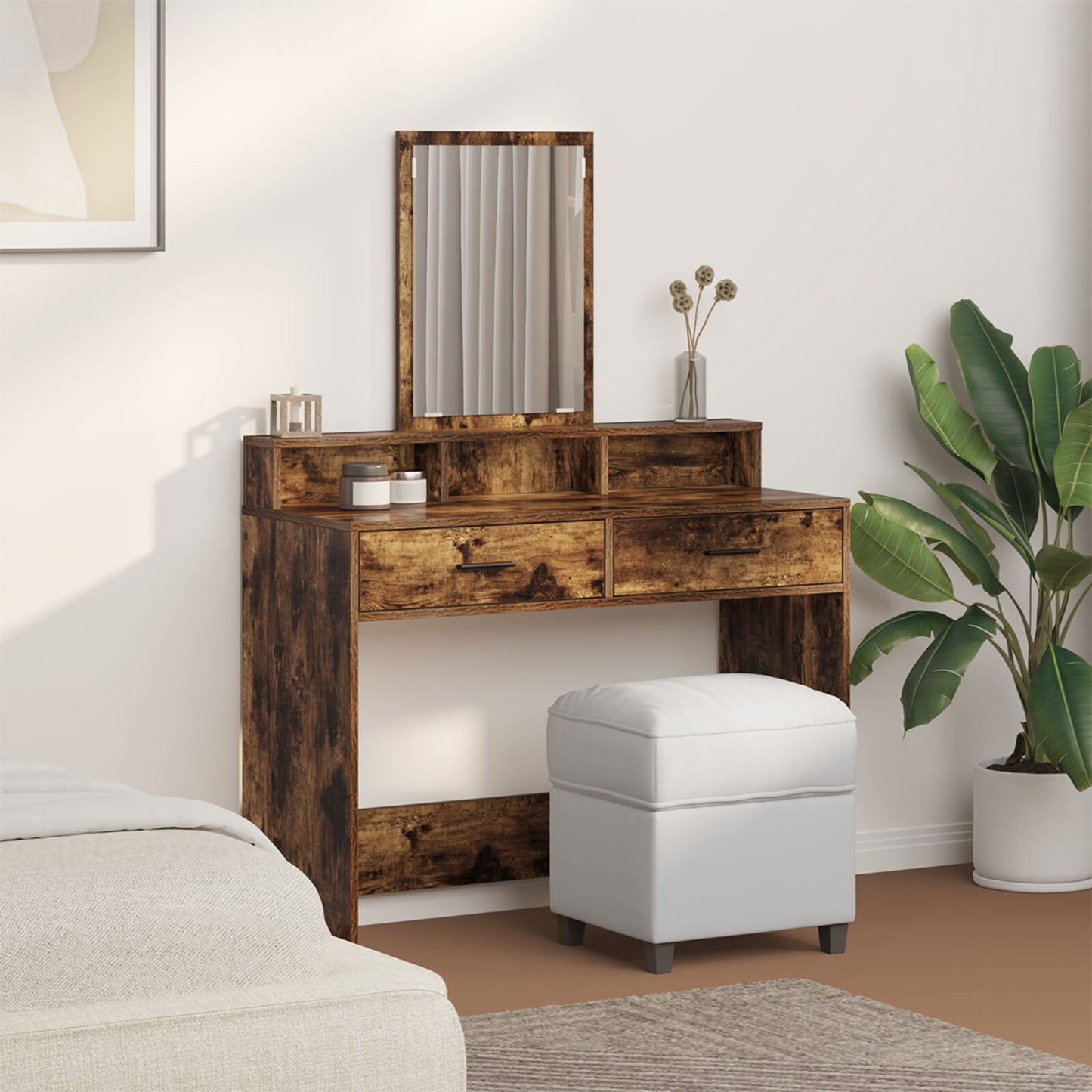 Kaptafel Met Lades 100 x 41 x 140 cm Gerookt eiken