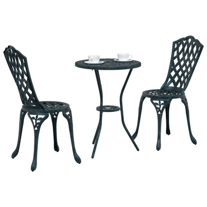 3-Delige Tuin Bistro Set E Gietaluminium Groen